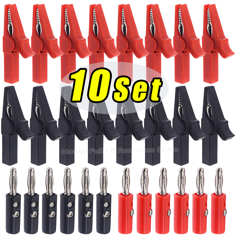 Crocodile Clip Set - Alligator Clip with Banana Plugs Set