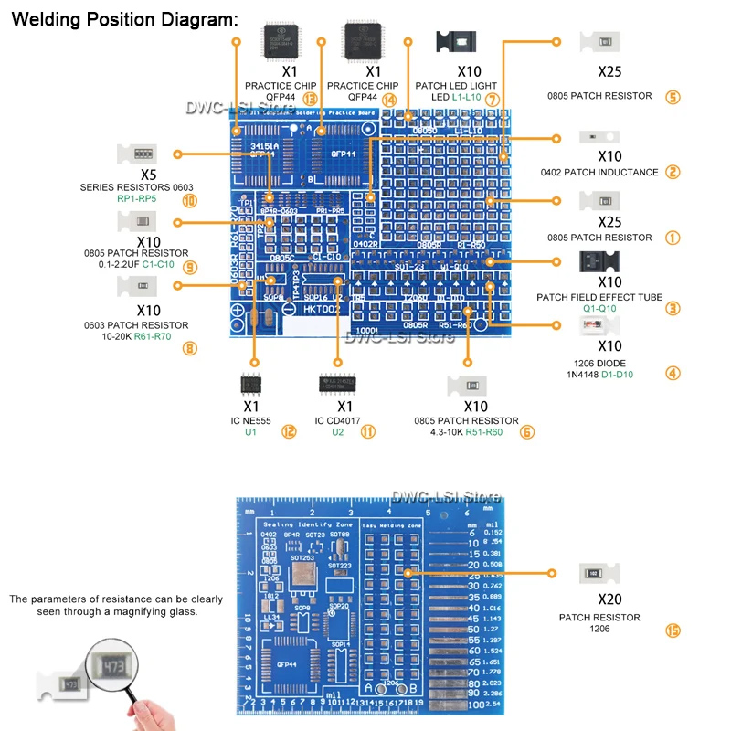 SMD/SMT Components Soldering P - Diy Electronics Game reseña y precio