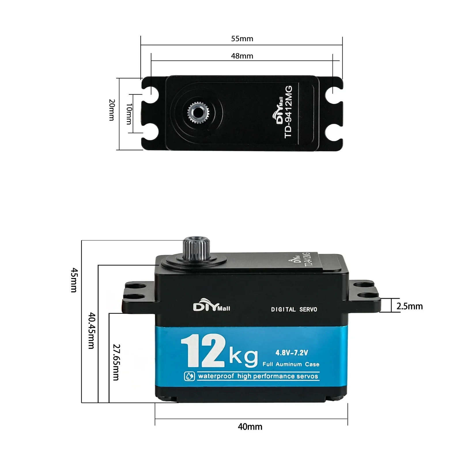 12KG TD-9412MG High Torque Ful - Servo Motor Sg90 reseña y precio