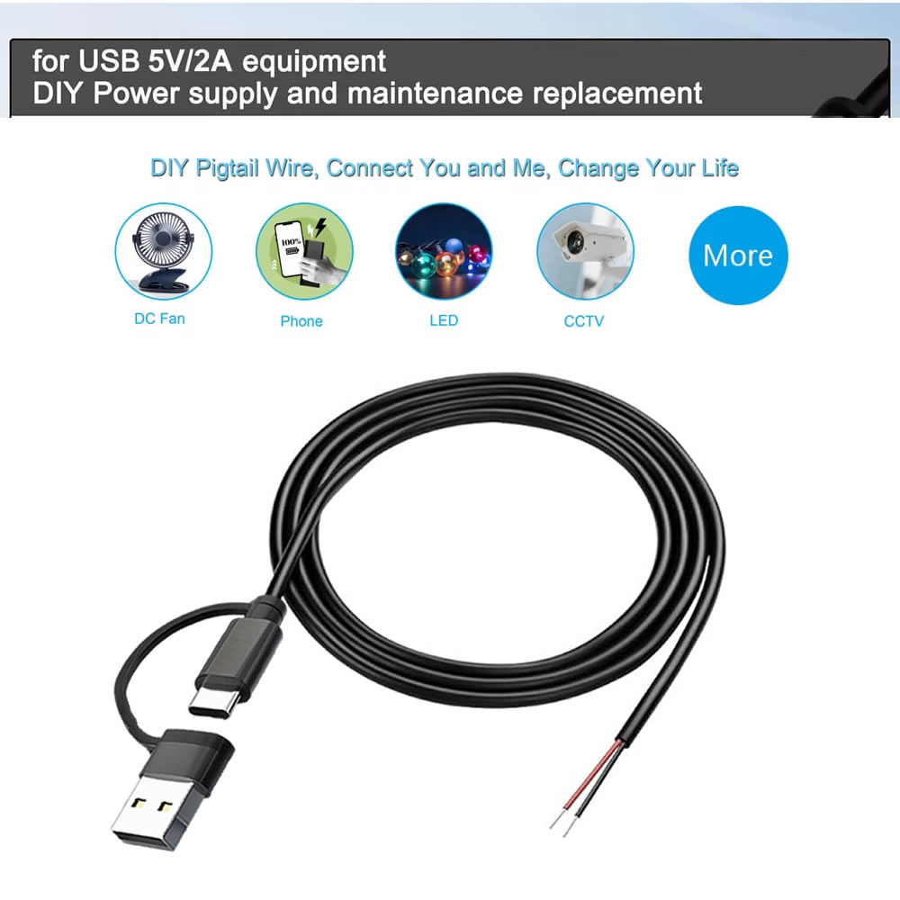 DC 2 Pin Power Cable USB and T - Diy Robot Electronics Kit reseña y precio