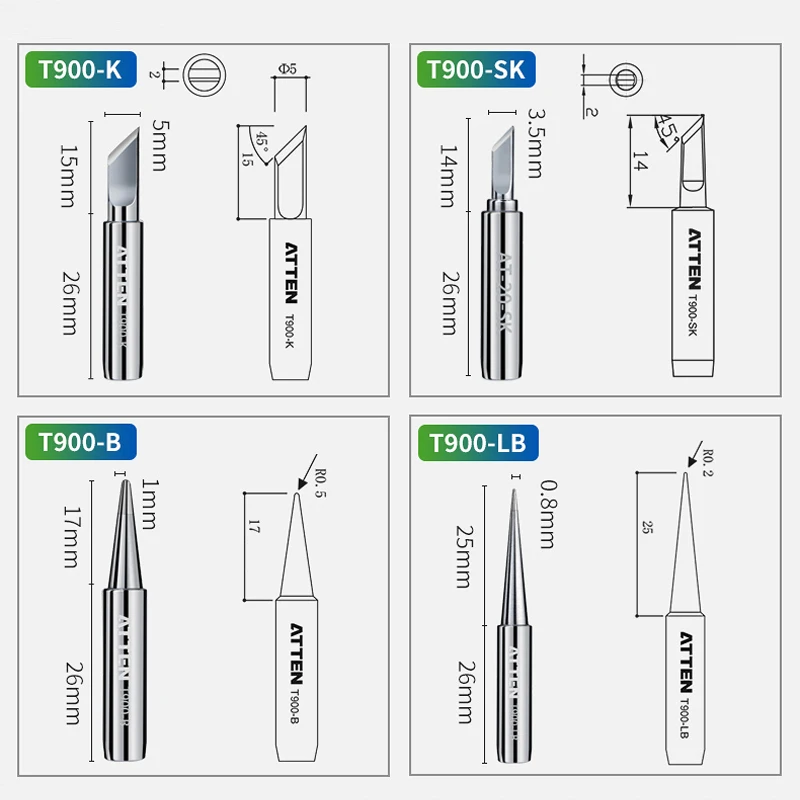 Original ATTEN 5Pcs T900-M Aut - Diy Soldering Station No Electronics reseña y precio