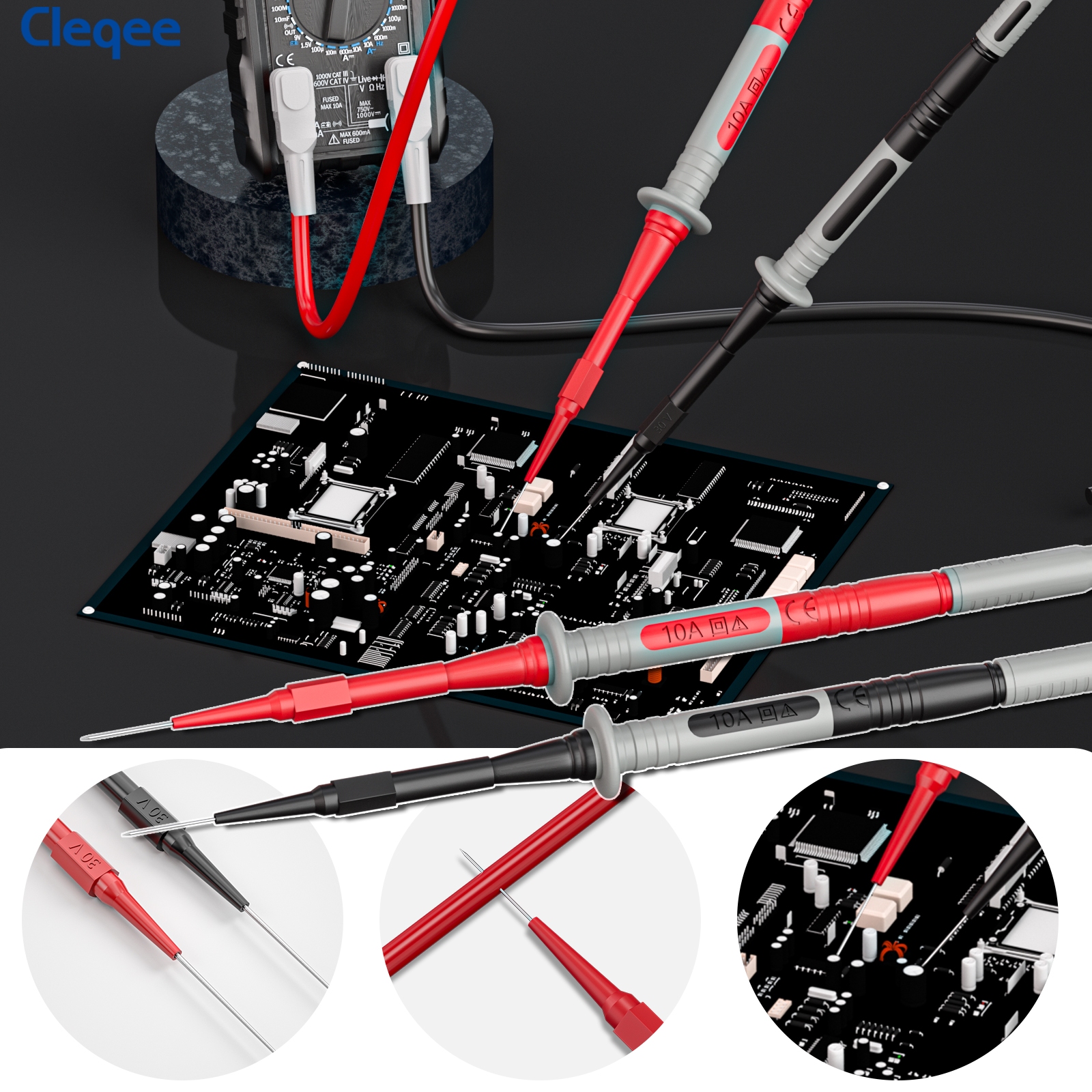 Cleqee CKT004 multimeter test  - Crocodile Clip Set reseña y precio