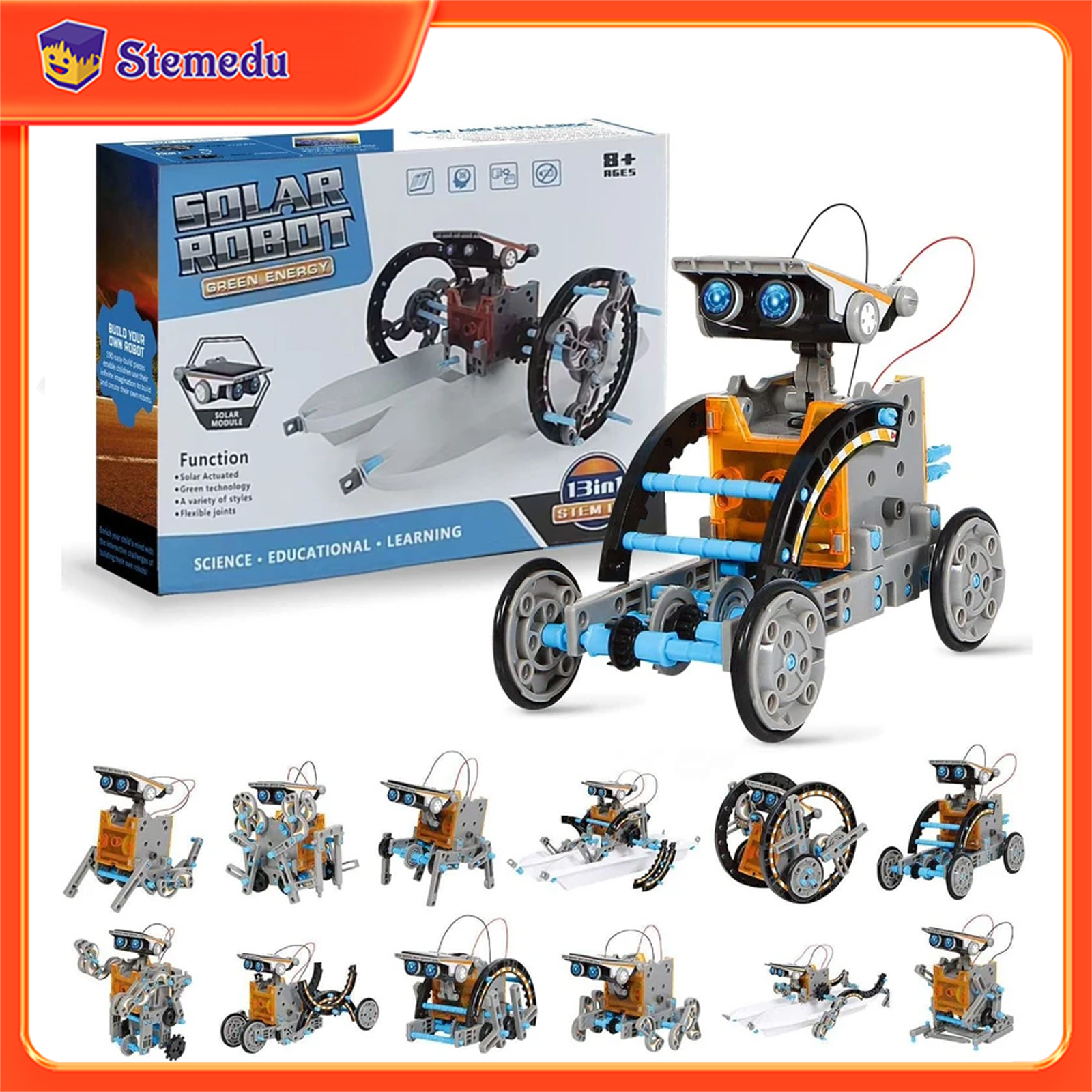 13 in 1 Solar Powered Robot Sc - Diy Electronics For Kids reseña y precio
